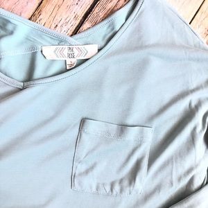 Baby Blue Long Sleeve Top with Front Pocket